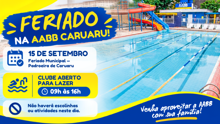 Feriado em 15/09: clube aberto